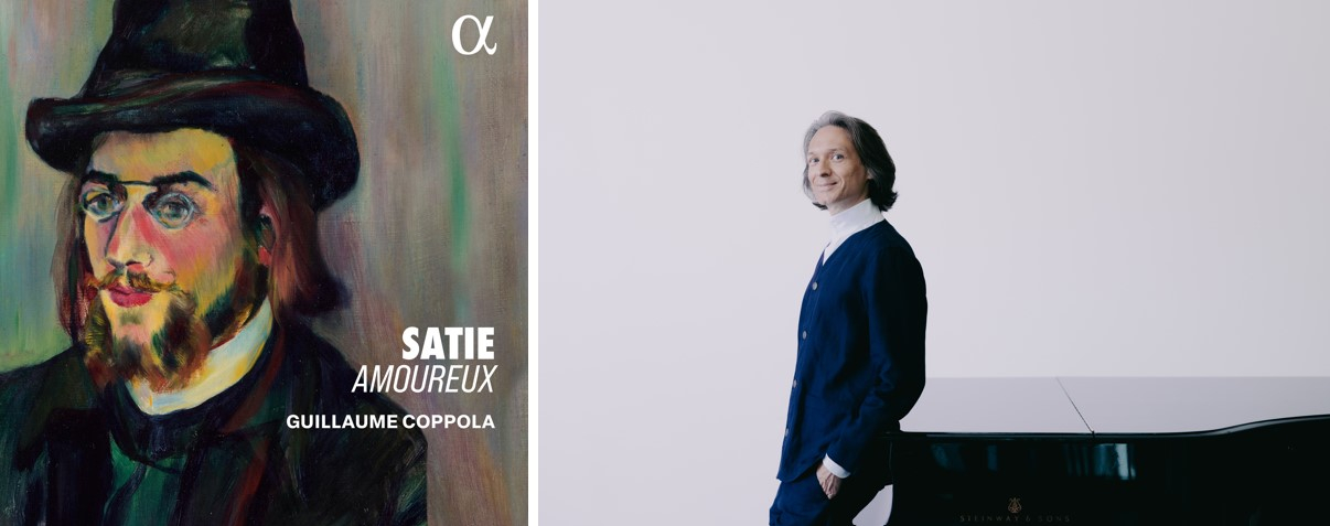 Portrait d'Erik Satie par Suzanne Valadon (Album Alpha Classics). Photo de Guillaume Coppola par Lyodoh Kaneko